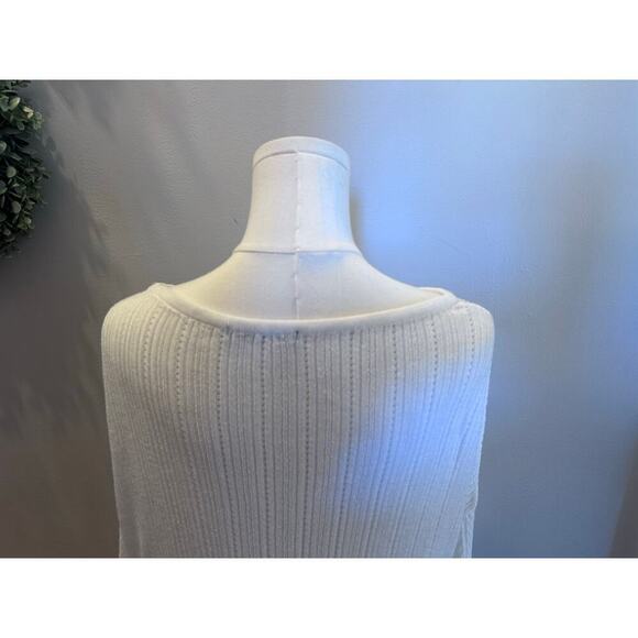 Retro-ology Sweater White Large Open weave Long Sleeve - Picture 3 of 13